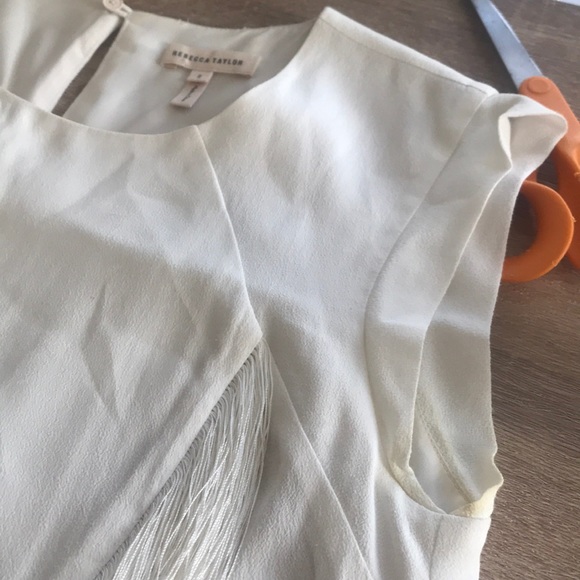 Rebecca Taylor White Fringe asymmetrical tank - Picture 6 of 8